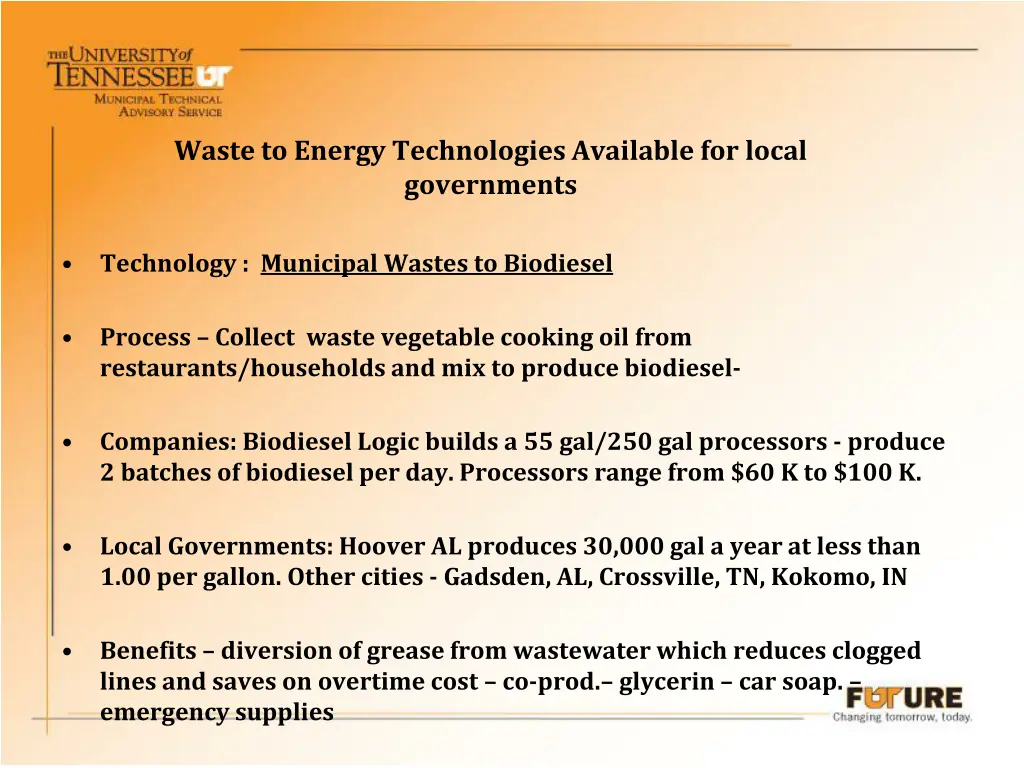 waste to energy technologies available for local