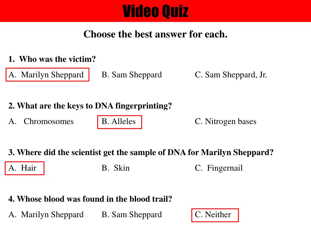 video quiz