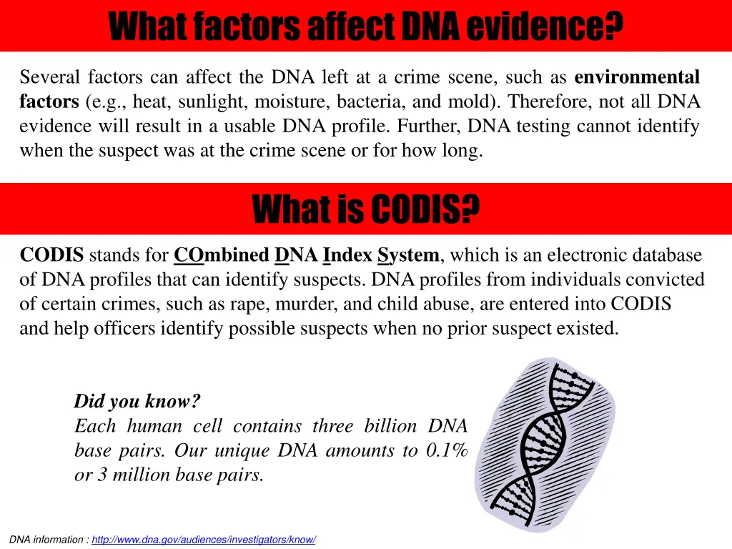 what factors affect dna evidence