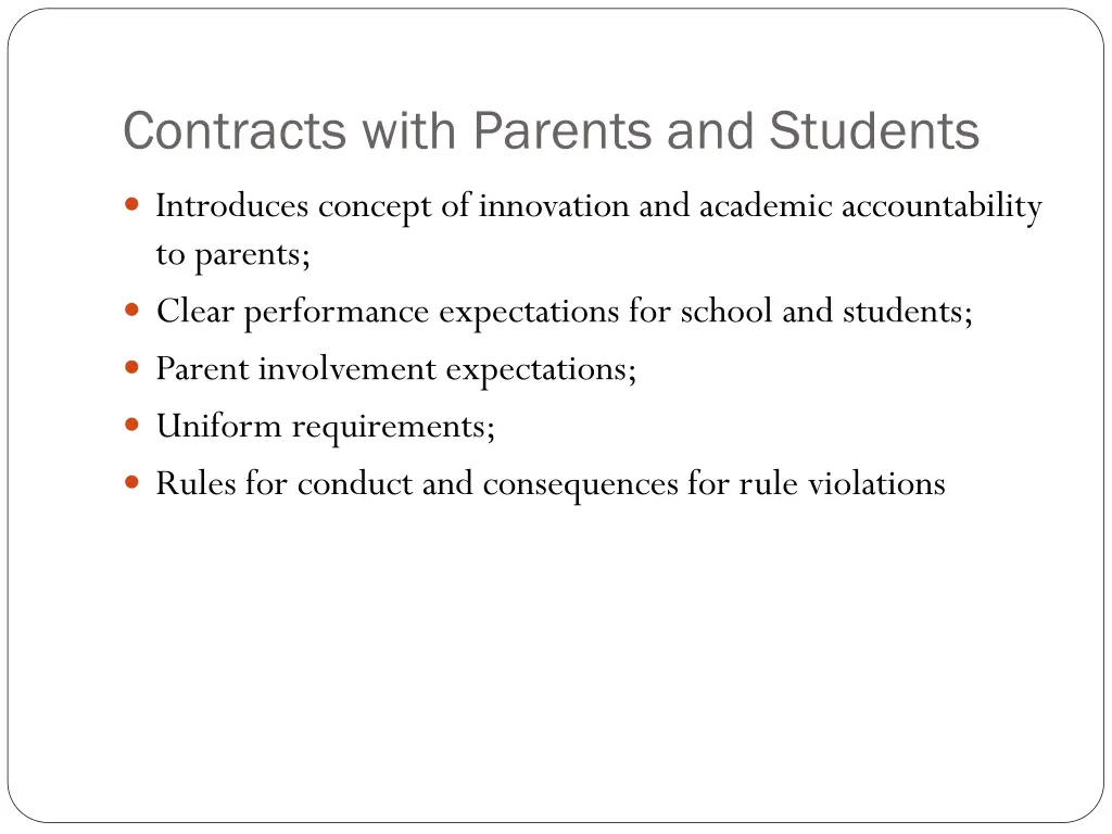 contracts with parents and students