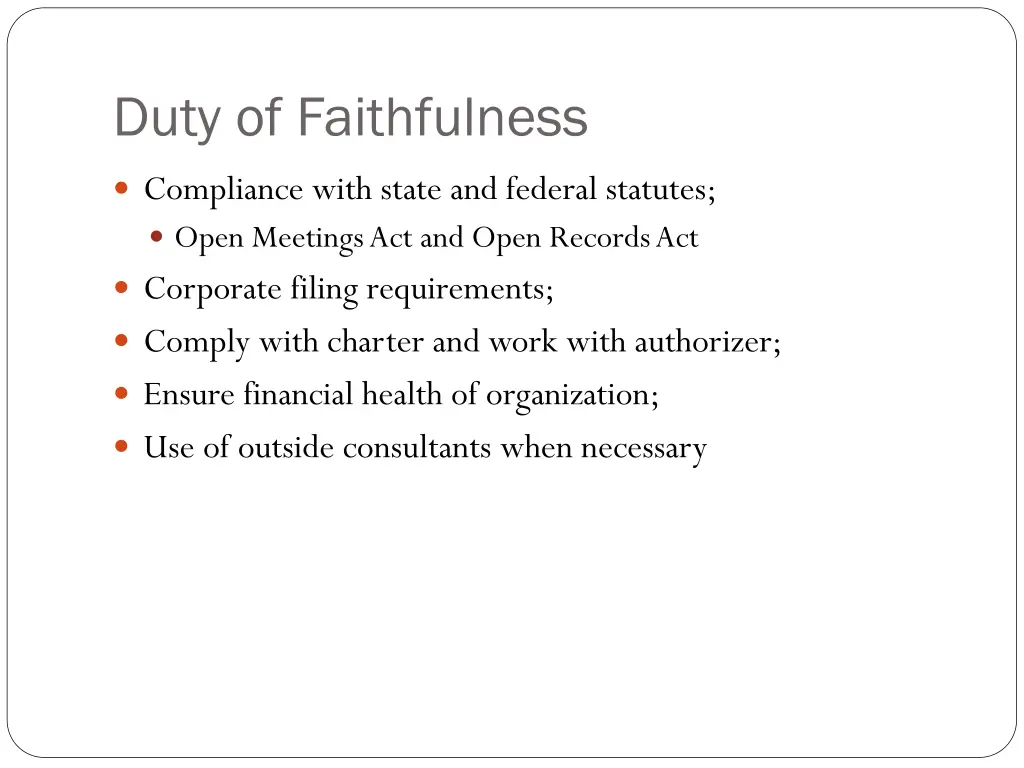 duty of faithfulness