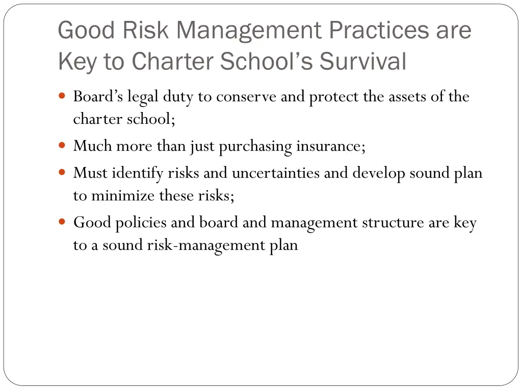 good risk management practices are key to charter