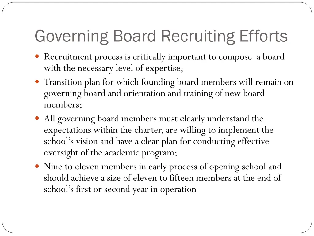 governing board recruiting efforts