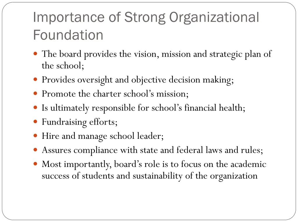 importance of strong organizational foundation