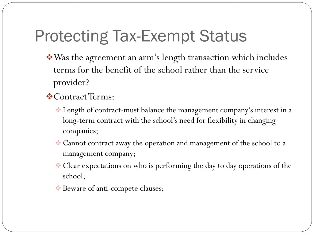 protecting tax exempt status 1