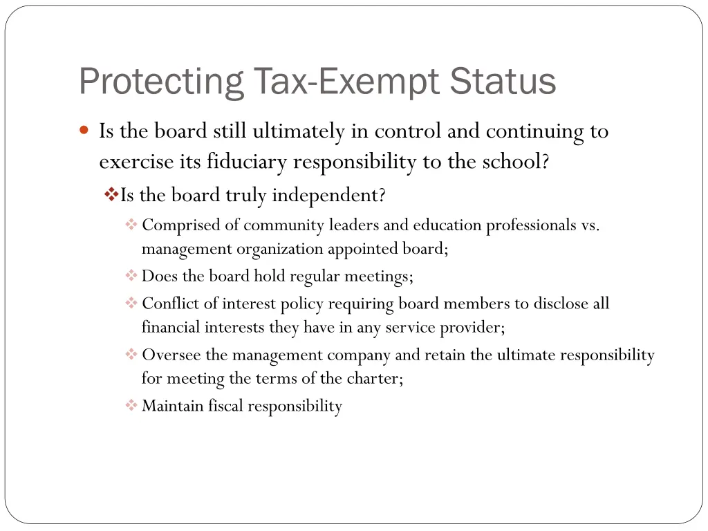 protecting tax exempt status