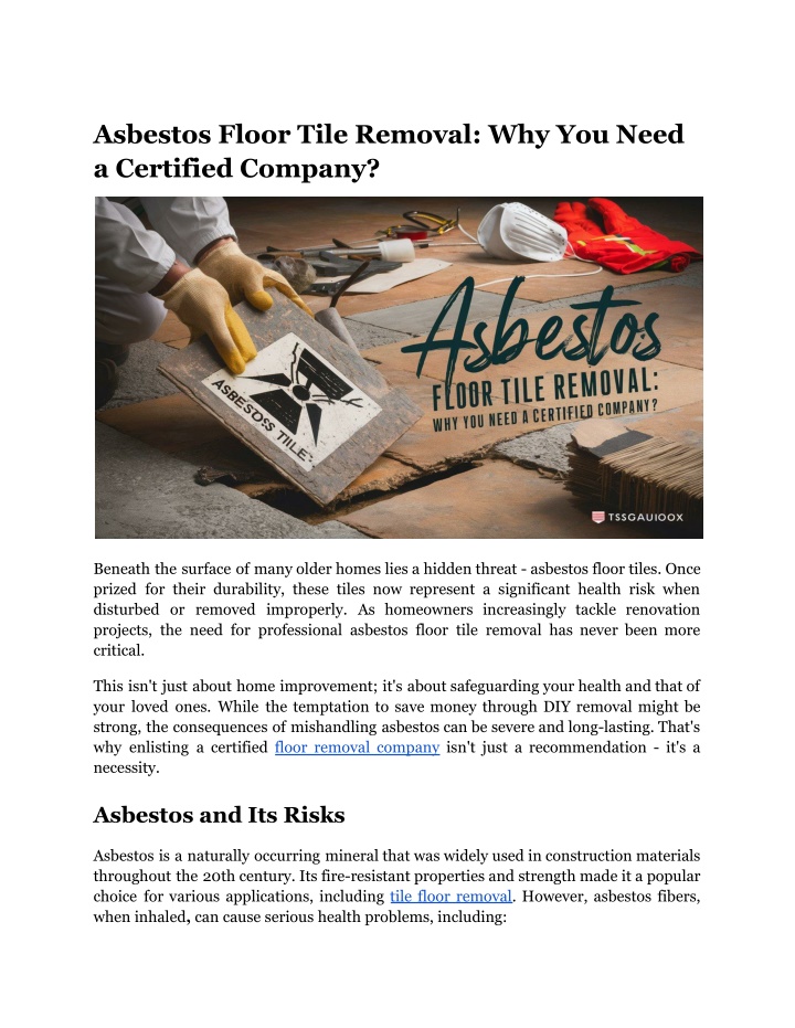 asbestos floor tile removal why you need