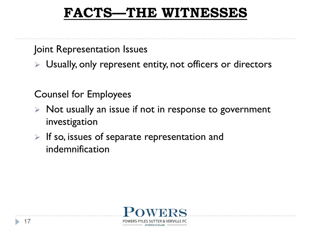 facts the witnesses