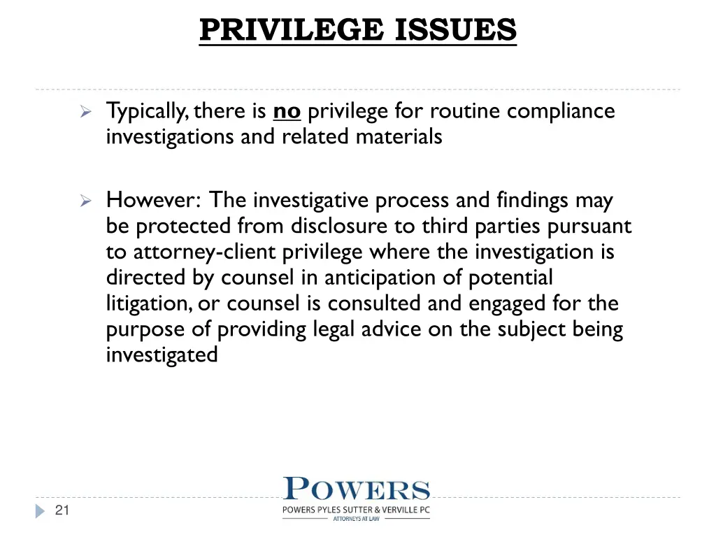 privilege issues