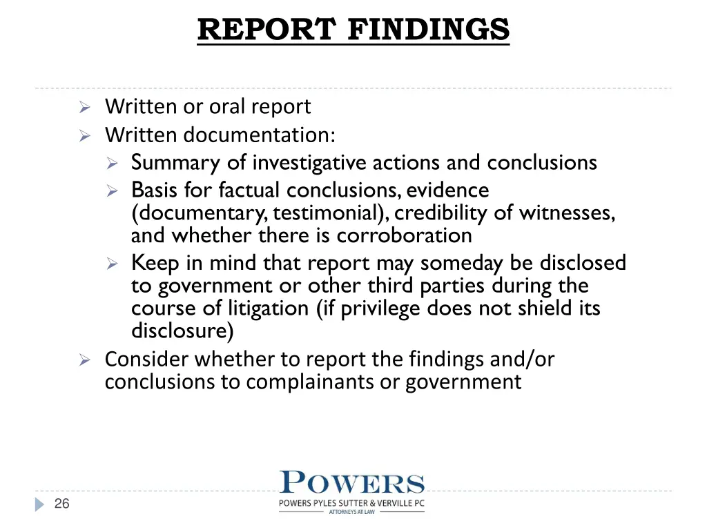 report findings