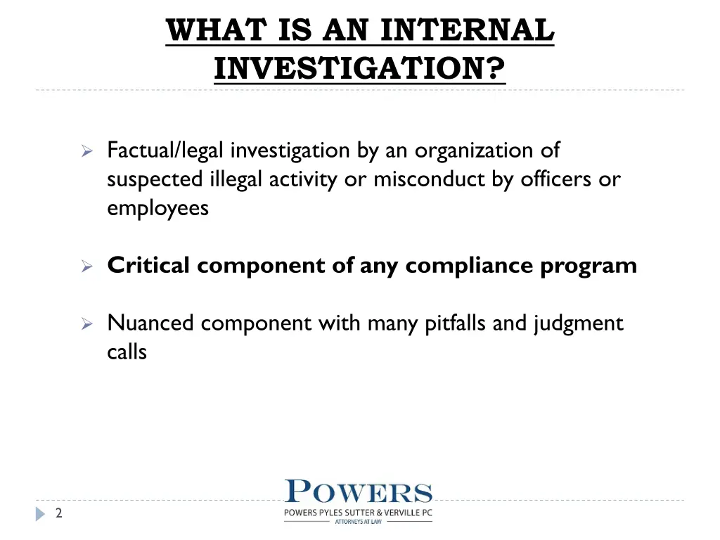 what is an internal investigation