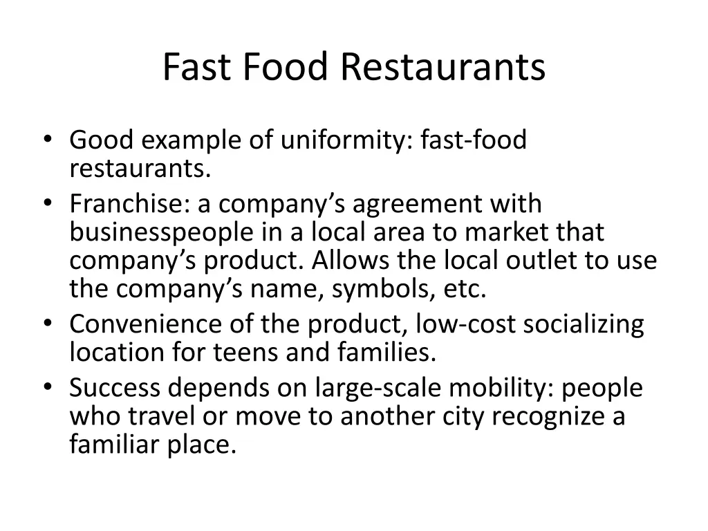 fast food restaurants