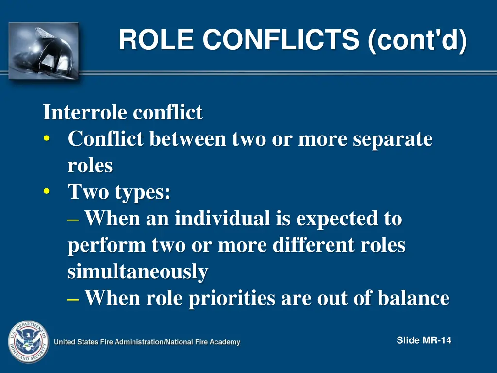 role conflicts cont d