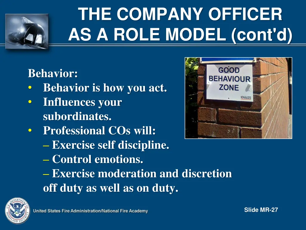 the company officer as a role model cont d 2