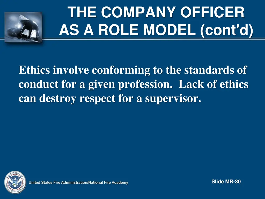 the company officer as a role model cont d 5