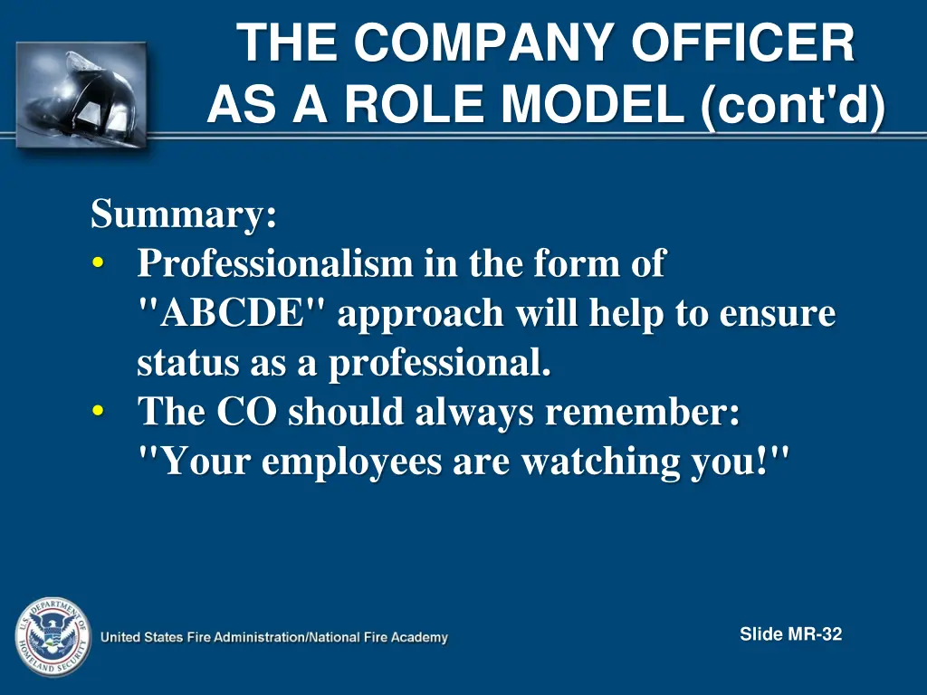 the company officer as a role model cont d 7