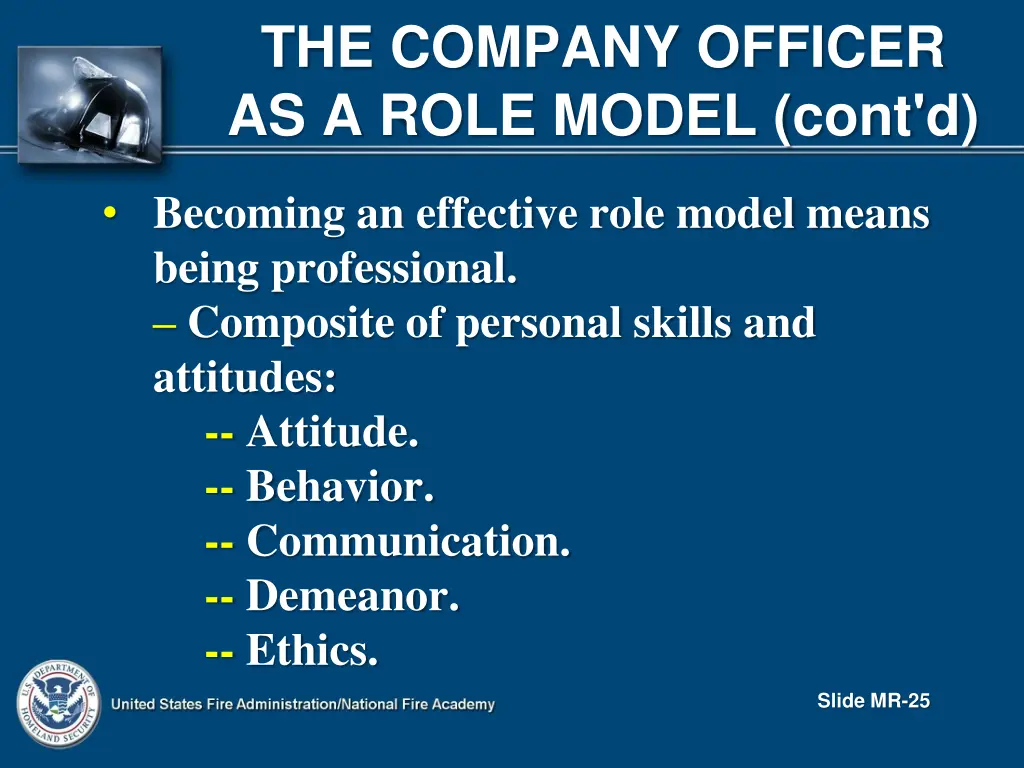 the company officer as a role model cont d