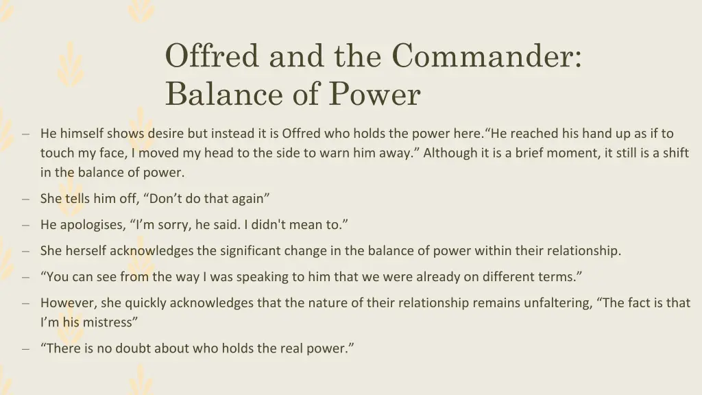 offred and the commander balance of power