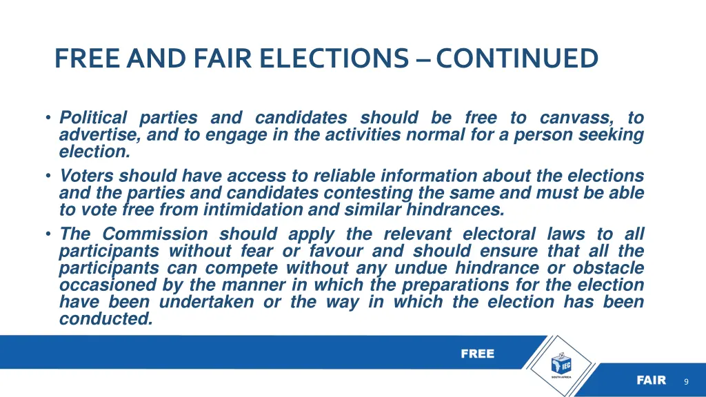 free and fair elections continued 1