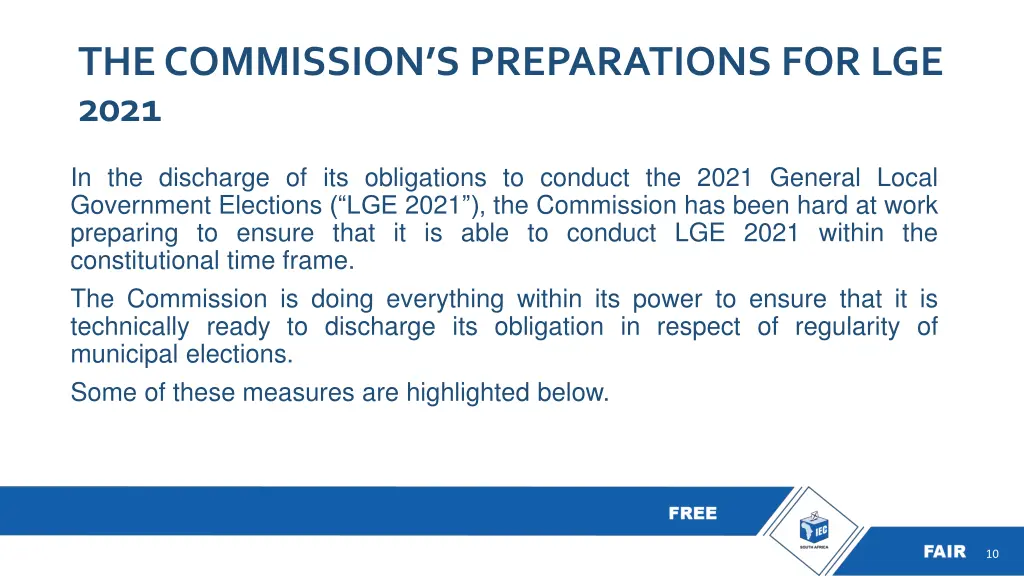 the commission s preparations for lge 2021