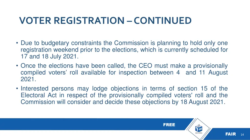 voter registration continued