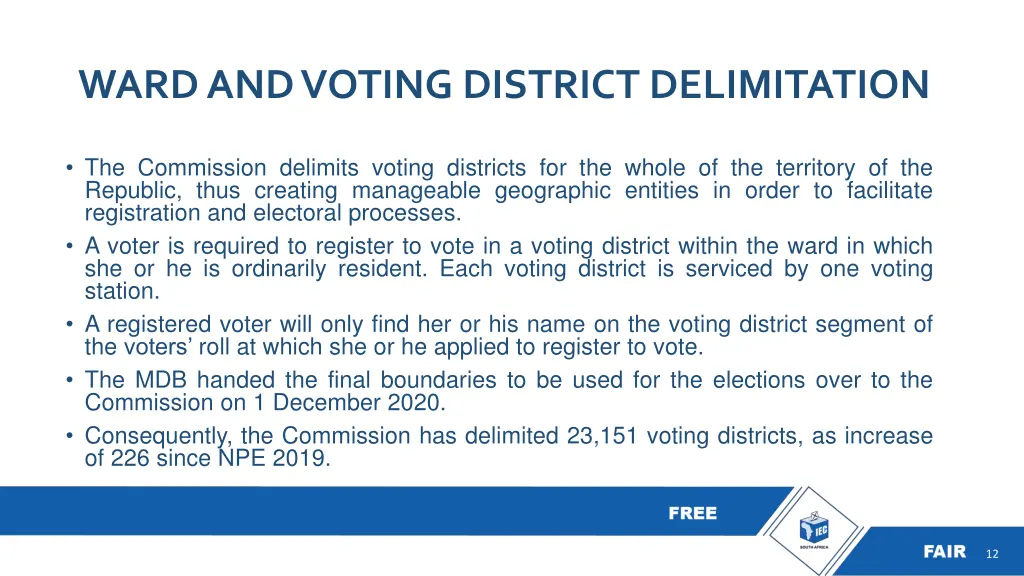 ward and voting district delimitation