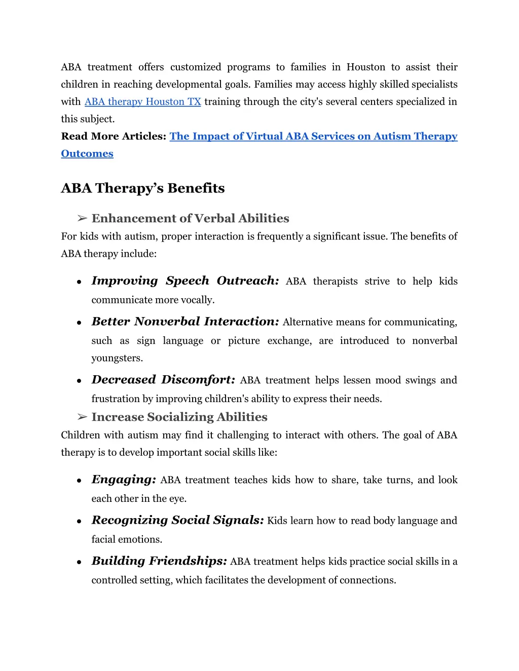 aba treatment offers customized programs