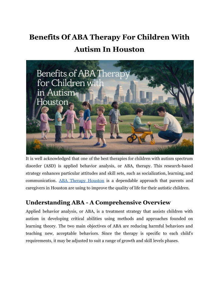 benefits of aba therapy for children with