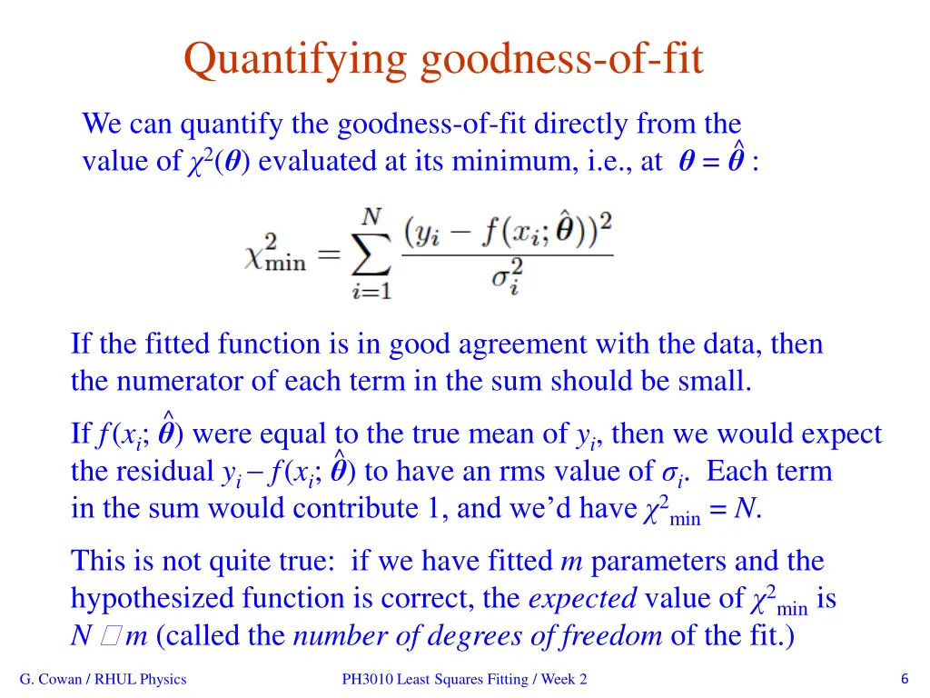 quantifying goodness of fit