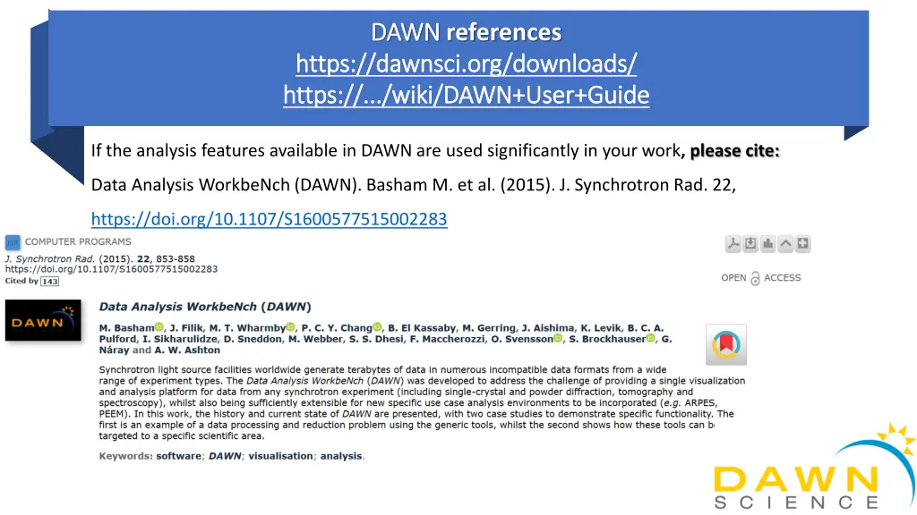 dawn dawn references https dawnsci org downloads