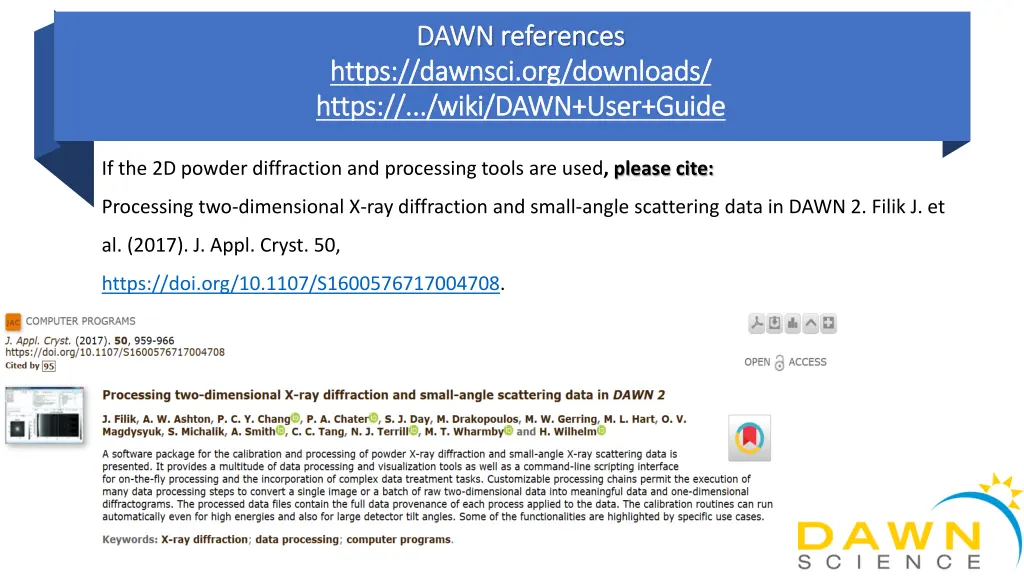 dawn dawn references references https dawnsci