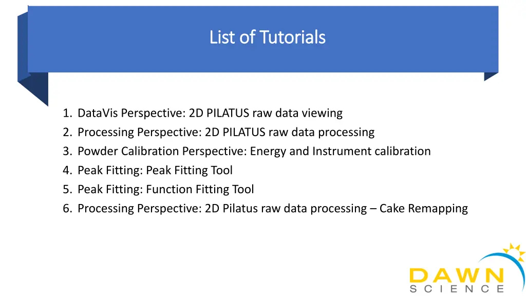 list of tutorials list of tutorials