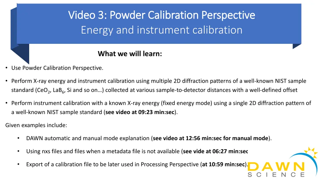 video 3 video 3 powder calibration perspective