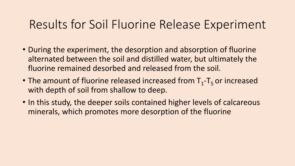 results for soil fluorine release experiment