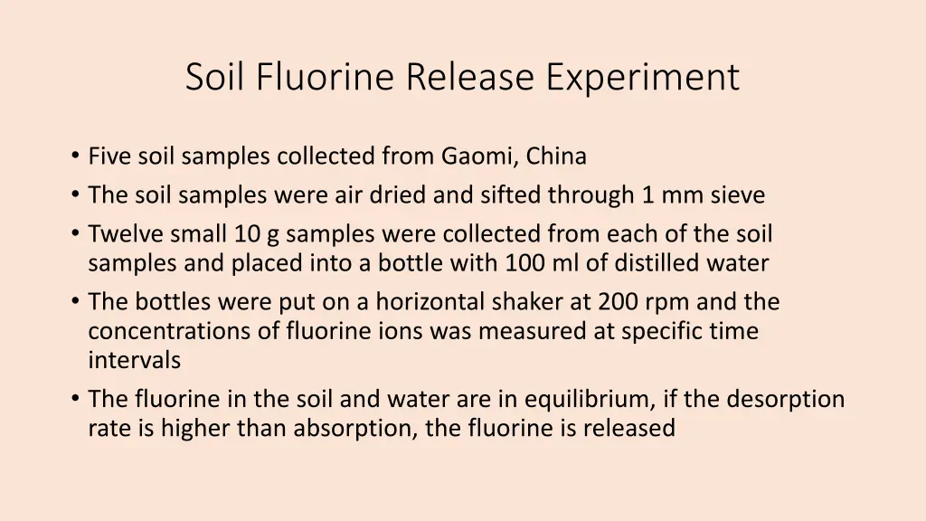 soil fluorine release experiment