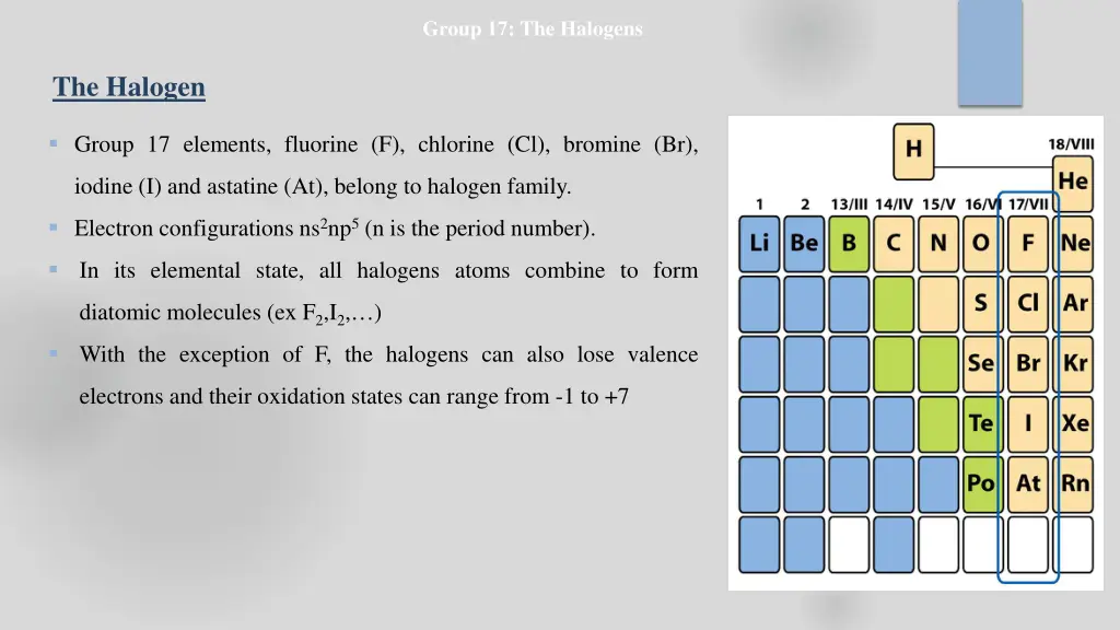 group 17 the halogens