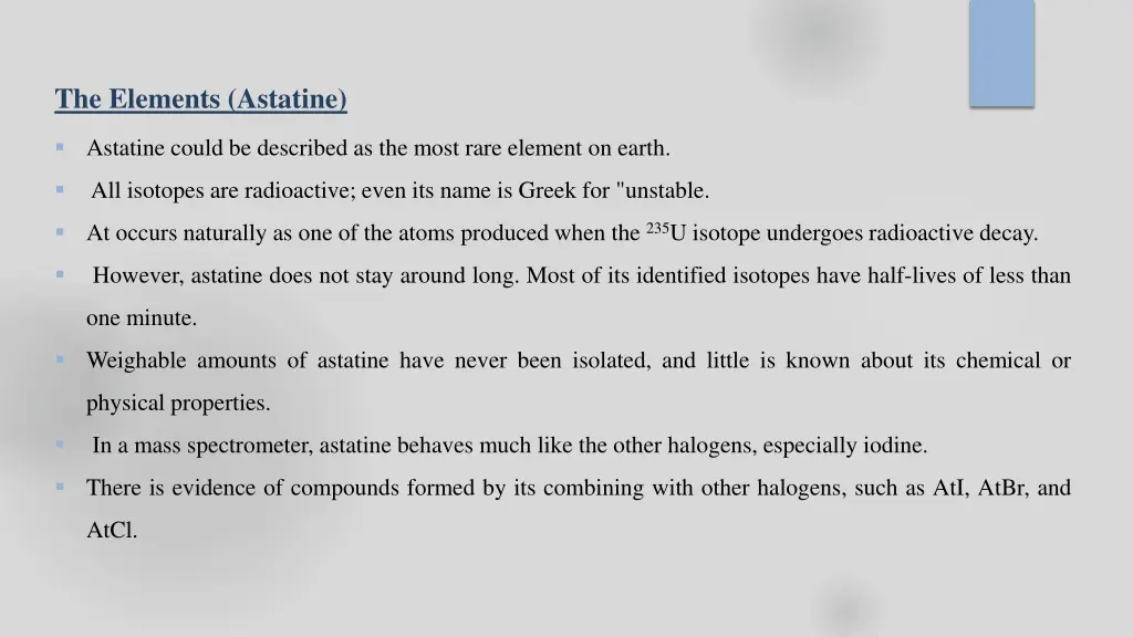 the elements astatine