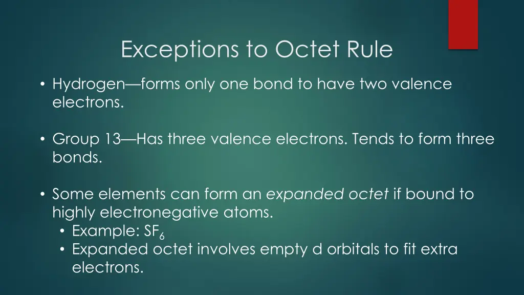 exceptions to octet rule