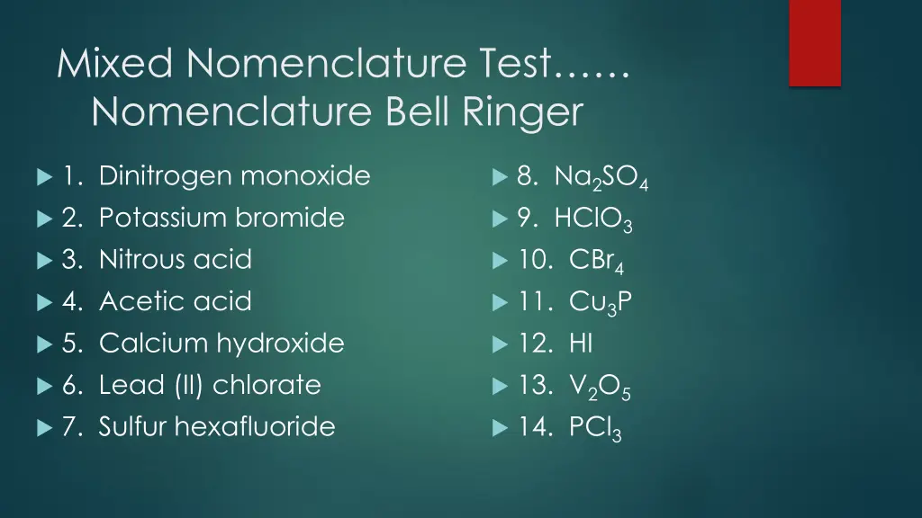 mixed nomenclature test nomenclature bell ringer