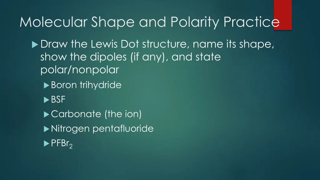 molecular shape and polarity practice