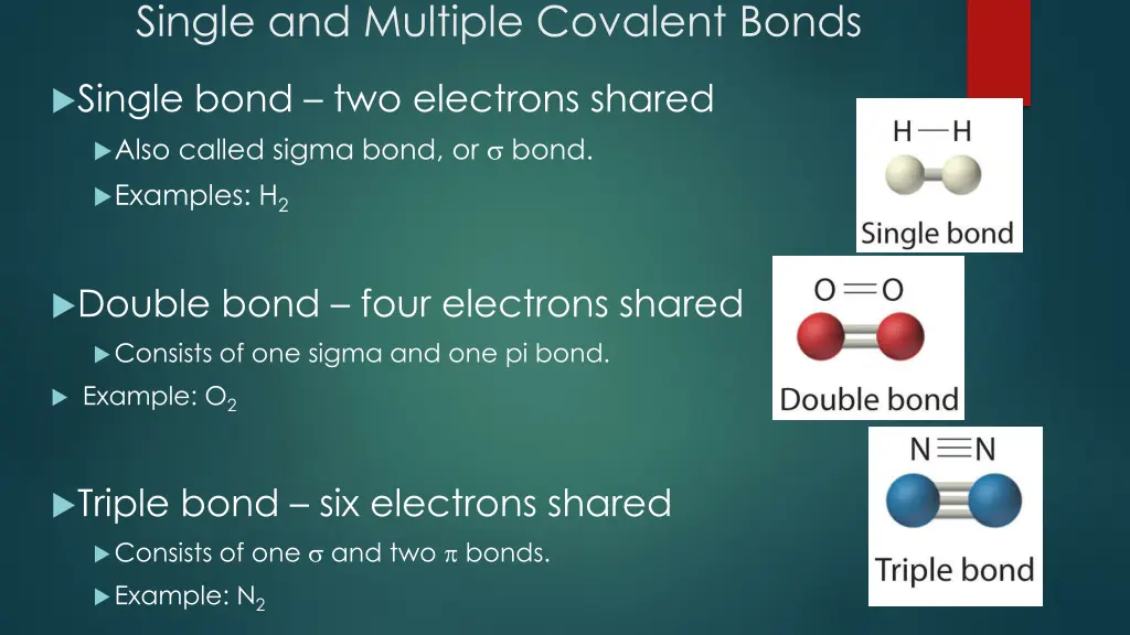 single and multiple covalent bonds