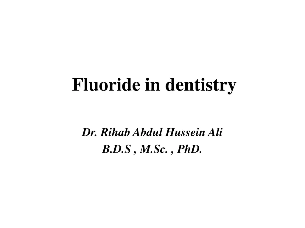 fluoride in dentistry