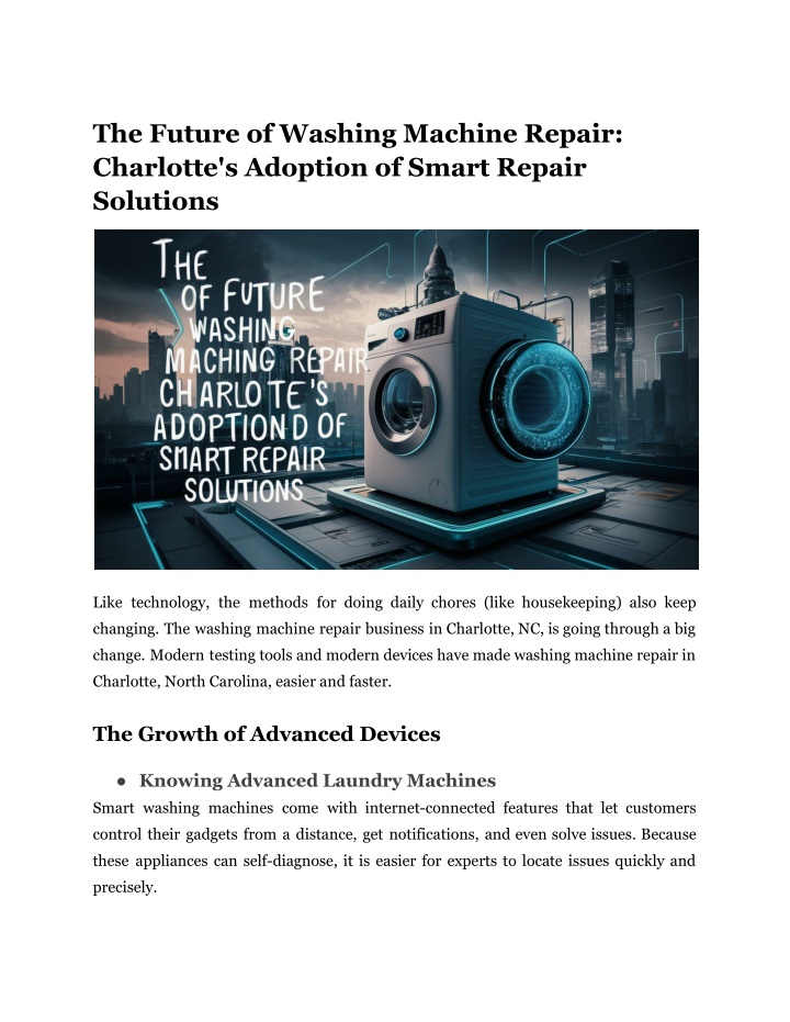 the future of washing machine repair charlotte