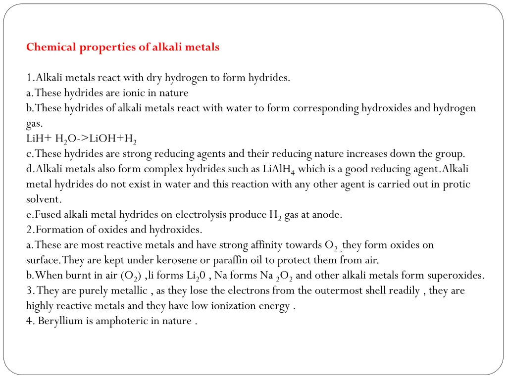 chemical properties of alkali metals