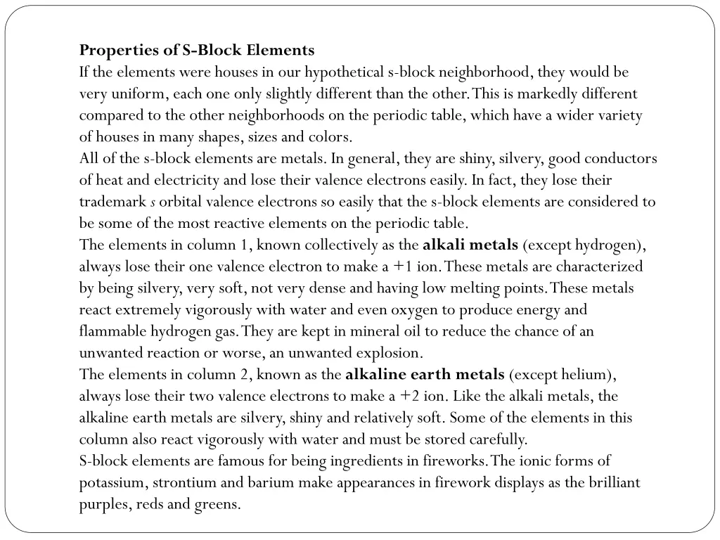 properties of s block elements if the elements