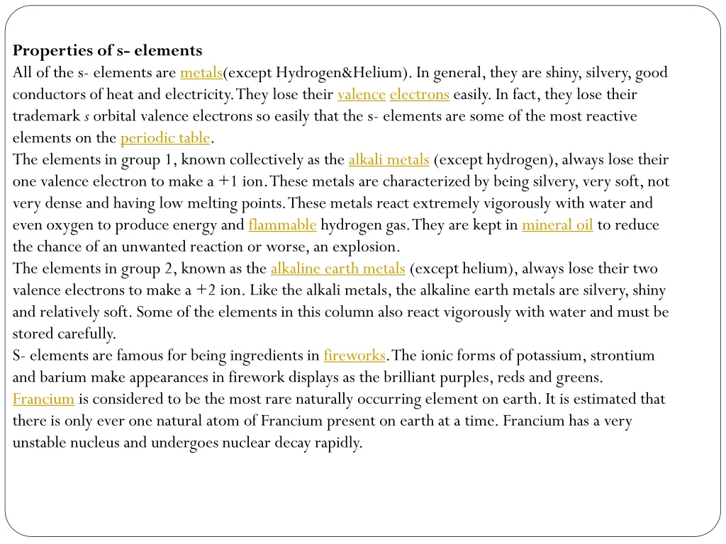 properties of s elements all of the s elements