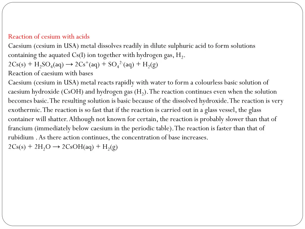 reaction of cesium with acids caesium cesium