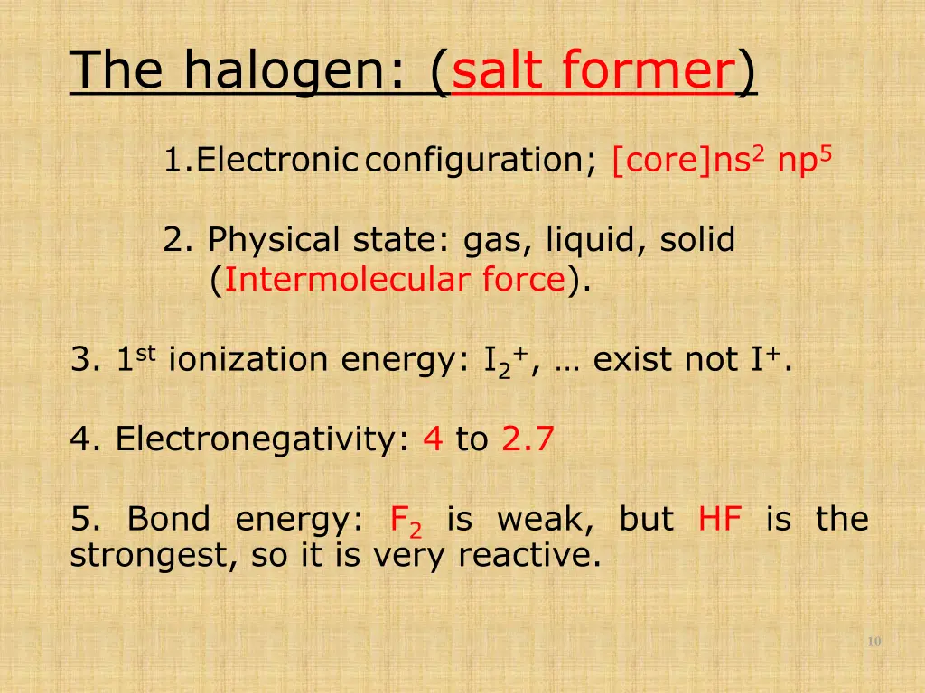 the halogen salt former