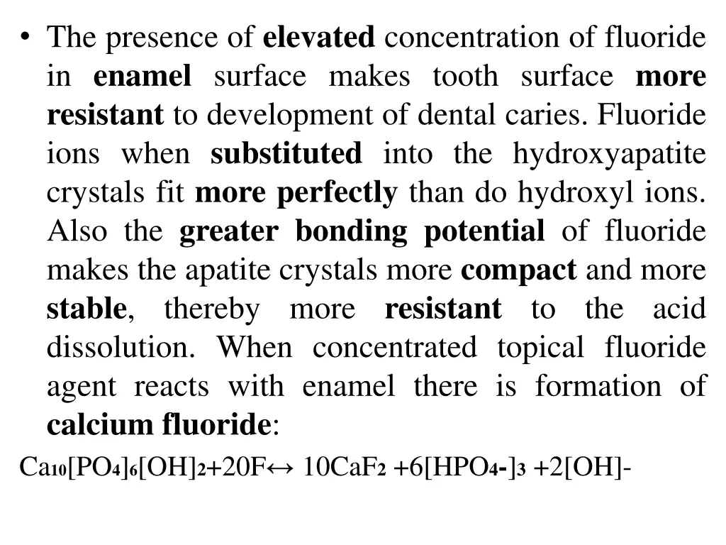 the presence of elevated concentration