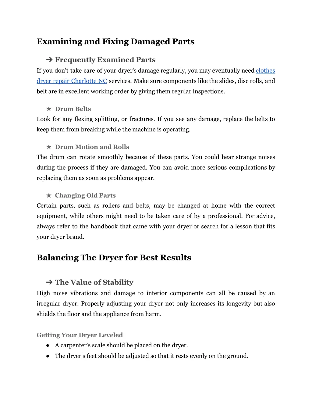 examining and fixing damaged parts